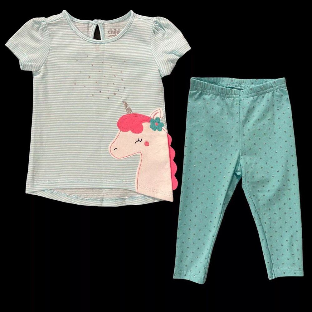 Child of Mine by Carter's Baby Girl's Unicorn T-Shirt & Leggings Outfit Set 12M